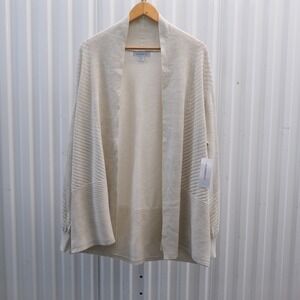 NWT Liz Claiborne Cardigan Sweater Women XL Cream Ribbed Open Front